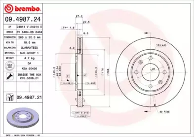 09.4987.21 BREMBO Тормозной диск