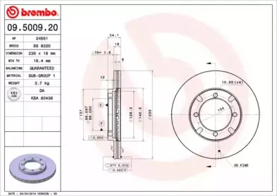 09.5009.20 BREMBO Тормозной диск