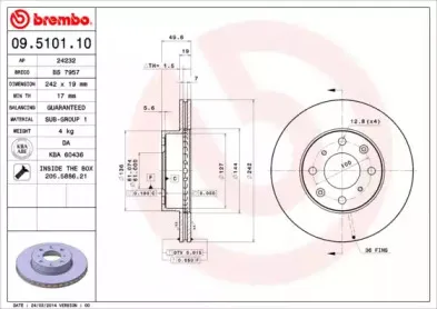 09.5101.10 BREMBO Тормозной диск
