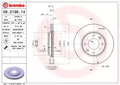 09.5196.11 BREMBO Тормозной диск
