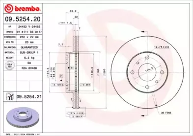 09.5254.21 BREMBO Тормозной диск