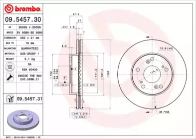 09.5457.31 BREMBO Тормозной диск