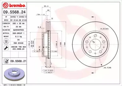 09.5568.21 BREMBO Тормозной диск