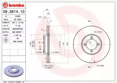 09.5614.10 BREMBO Тормозной диск