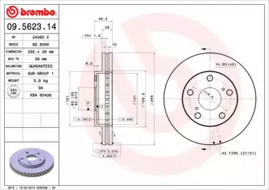 09.5623.14 BREMBO Тормозной диск
