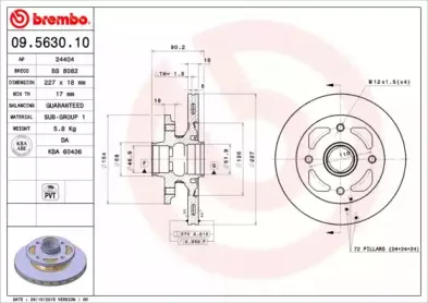 09.5630.10 BREMBO Тормозной диск