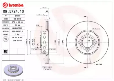 09.5724.10 BREMBO Тормозной диск