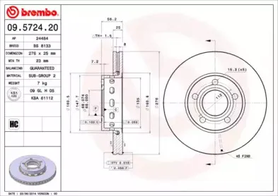 09.5724.20 BREMBO Тормозной диск