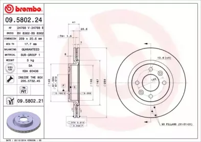 09.5802.21 BREMBO Тормозной диск