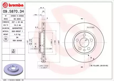 09.5870.34 BREMBO Тормозной диск