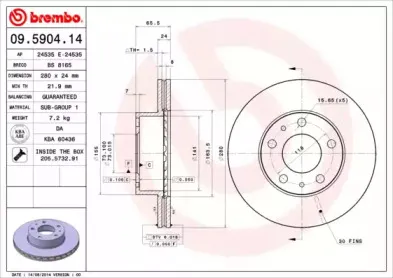 09.5904.14 BREMBO Тормозной диск