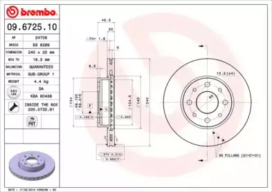 09.6725.10 BREMBO Тормозной диск