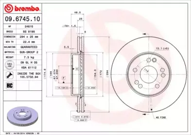 09.6745.10 BREMBO Тормозной диск