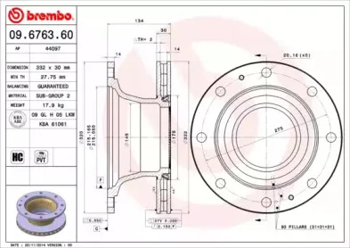 09.6763.60 BREMBO Тормозной диск