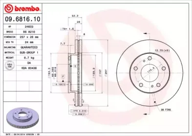 09.6816.10 BREMBO Тормозной диск