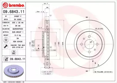 09.6843.11 BREMBO Тормозной диск