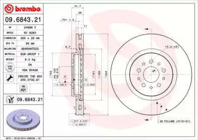 09.6843.21 BREMBO Тормозной диск