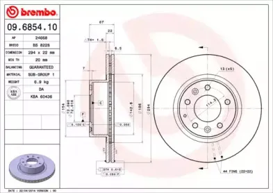 09.6854.10 BREMBO Тормозной диск