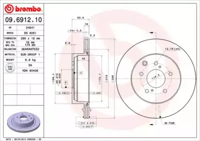 09.6912.10 BREMBO Тормозной диск