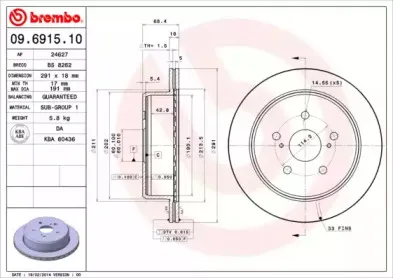 09.6915.10 BREMBO Тормозной диск