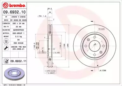 09.6932.11 BREMBO Тормозной диск