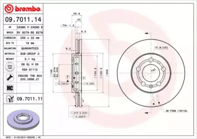 09.7011.11 BREMBO Тормозной диск
