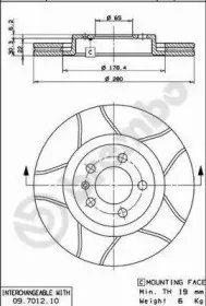 09.7012.75 BREMBO Тормозной диск