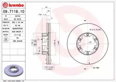 09.7118.10 BREMBO Тормозной диск