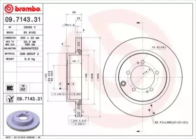 09.7143.31 BREMBO Тормозной диск
