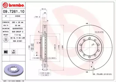 09.7261.10 BREMBO Тормозной диск