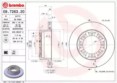 09.7263.20 BREMBO Тормозной диск