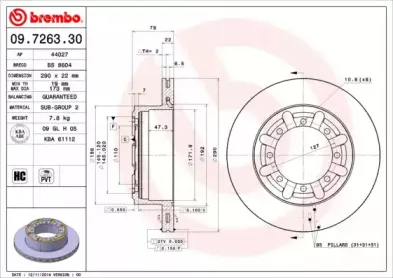 09.7263.30 BREMBO Тормозной диск
