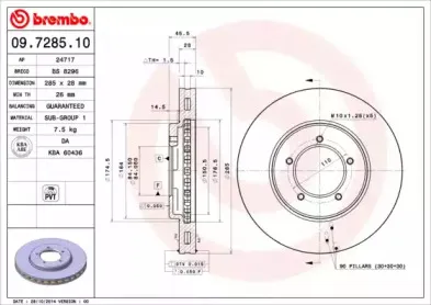 09.7285.10 BREMBO Тормозной диск