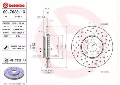 09.7628.1X BREMBO Тормозной диск