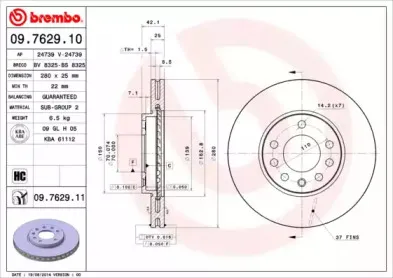09.7629.11 BREMBO Тормозной диск