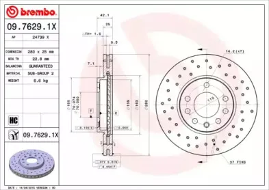 09.7629.1X BREMBO Тормозной диск