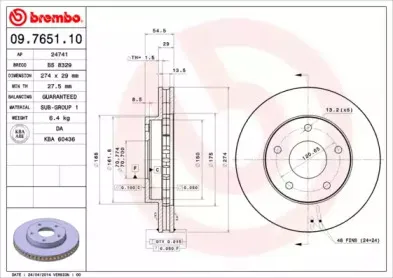 09765110 BREMBO Тормозной диск