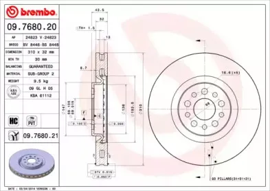 09.7680.21 BREMBO Тормозной диск