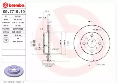 09.7719.10 BREMBO Тормозной диск