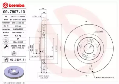 09.7807.11 BREMBO Тормозной диск