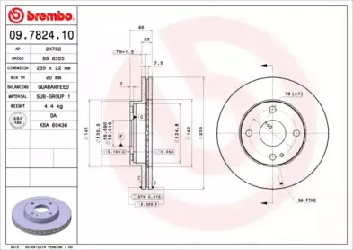 09.7824.10 BREMBO Тормозной диск