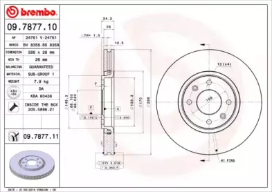 09.7877.11 BREMBO Тормозной диск