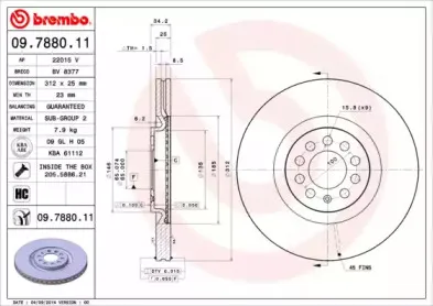 09.7880.11 BREMBO Тормозной диск