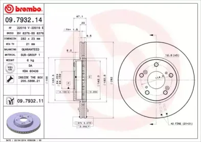 09.7932.11 BREMBO Тормозной диск