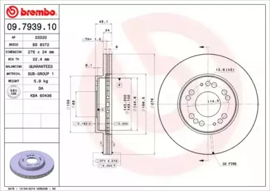 09.7939.10 BREMBO Тормозной диск