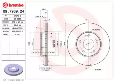 09.7939.24 BREMBO Тормозной диск