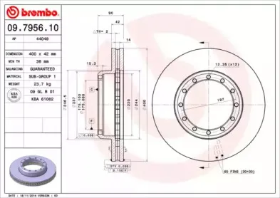 09.7956.10 BREMBO Тормозной диск
