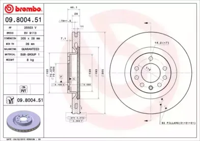 09.8004.51 BREMBO Тормозной диск