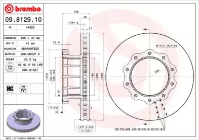 09.8129.10 BREMBO Тормозной диск