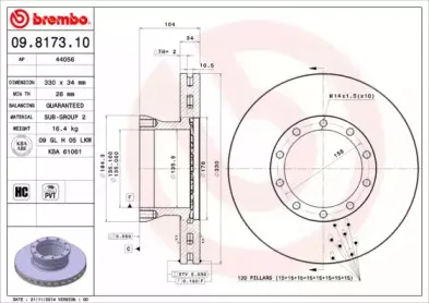 09.8173.10 BREMBO Тормозной диск